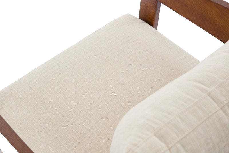 Amor 28.54\" Fabric Accent Chair with Wood Arms and Legs - Taupe