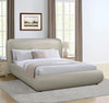 Luka Upholstered Platform Bed in Taupe Vegan-Leather Fabric, Modern - Queen Size | Lit plateforme rembourré moderne Luka en tissu de cuir végétalien taupe - format grand lit