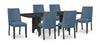 Emery 7pc Dining Set with Table & 6 Chairs, Wood, 72-96"W Extension - Black & Blue | Ensemble de salle à manger Emery 7 pièces en bois avec table, rallonge, 72 po à 96 po (L) et 6 chaises - noir et bleu