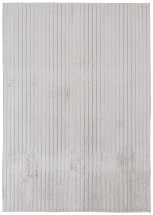 Dream Step Memory Foam Channel Light Grey Faux Fur Area Rug - 5' x 7'