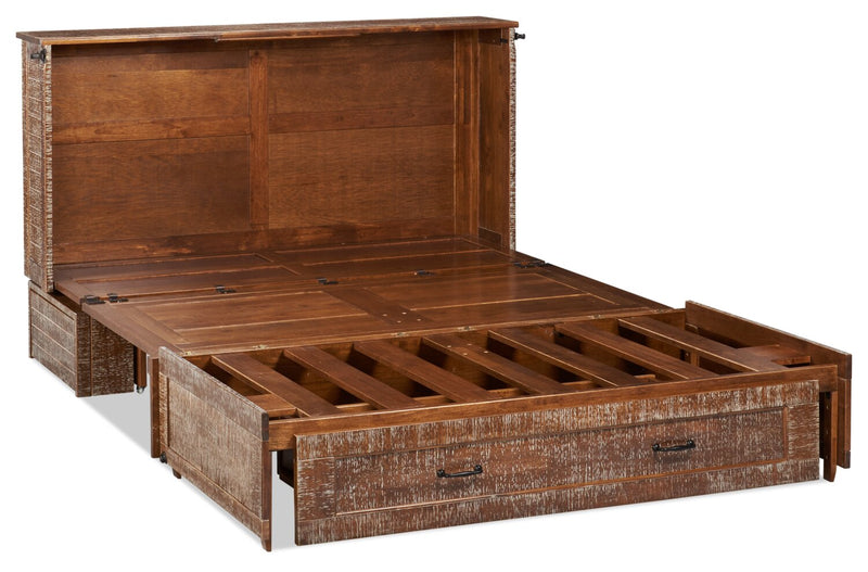 Parker Cabinet Bed, Weathered Brown - Queen Size