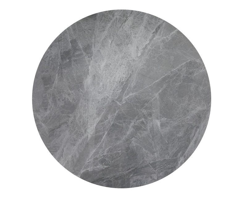 Luka Dining Table with Sintered Stone Top, Metal Base - 43.5\"W Round – Grey