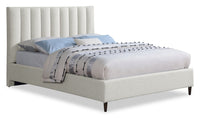 Kort & Co. Rain Upholstered Platform Bed in Light Grey Fabric, Tufted - Full Size