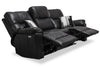 Made in Canada Dawson 87" Genuine Leather Power Reclining Sofa with USB Port and Accent Pillows - Black | Sofa à inclinaison électrique Dawson de 87 po fabriqué au Canada en cuir véritable avec port USB et oussins décoratifs - noir