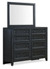 Casa 5pc Bedroom Set with Bed, Dresser & Mirror, Wood, Black - Queen Size | Ensemble de chambre à coucher Casa 5 pièces en bois avec lit, commode et miroir, noir - format grand lit