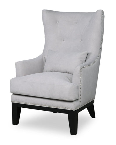 Haden 30" Faux Suede Fabric Accent Chair with Wood Base and Nailhead Trim - Walks Dove Grey | Fauteuil d’appoint Haden de 30 po en tissu de suédine avec base en bois et bordure de clous décoratifs - gris tourterelle Walks