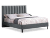 Amos Upholstered Platform Bed in Charcoal Fabric with Channelled Headboard - Full Size | Lit plateforme Amos rembourré en tissu anthracite avec tête de lit à canaux - format lit double