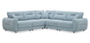 Alora 5-Piece Fabric Sectional with Three Accent Pillows and Rolled Arms - Blue | Sofa sectionnel Alora 5 pièces en tissu avec 3 coussins décoratifs et accoudoirs enroulés - bleu