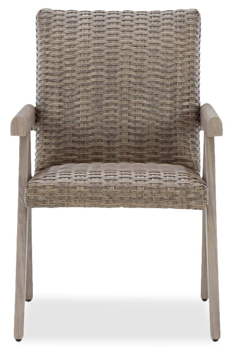 Muskoka 5-Piece Outdoor Patio Set with Fire Pit Table & 4 Chairs - 50,000 BTU, Resin Wicker - Beige