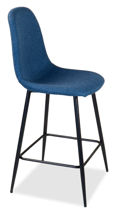 Jax Counter-Height Stool with Polyester Fabric, 26\"H, Metal - Blue