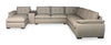Raya Modular 5-Piece Left-Facing Genuine Leather Sectional with Storage Console and Wood Legs - Stone Beige | Sofa sectionnel modulaire de gauche Raya 5 pièces en cuir véritable avec console de rangement et pattes en bois - beige pierre