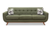 Kort & Co. Freeman 88\" Linen-Look Fabric Sofa with Wood Base and Tufted Back Cushions - Avocado Green