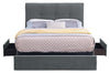 Amos Upholstered Storage Bed in Charcoal Fabric with Tufted Headboard & 3 Built-in Drawers - Full Size | Lit de rangement Amos rembourré en tissu anthracite avec tête de lit capitonnée et 3 tiroirs intégrés - format lit double