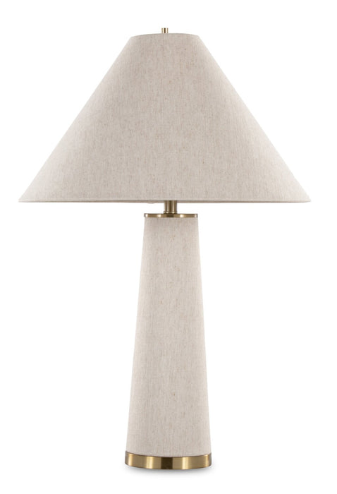 Rachel 19\" Contemporary Table Lamp with Linen Shade – Brass