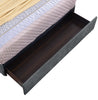 Amos Upholstered Storage Bed in Charcoal Fabric with Channelled Headboard & 3 Built-in Drawers - Queen Size | Lit de rangement Amos rembourré en tissu anthracite avec tête de lit à canaux et 3 tiroirs intégrés - format grand lit