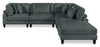 Lounge 5-Piece Chenille Modular Sectional with Ottoman – Grey | Sofa sectionnel modulaire Lounge 5 pièces en chenille avec pouf - gris
