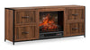 Harvin 54" Electric Fireplace TV Stand with Storage for TVs up to 60" – Brown Oak  |  Meuble pour téléviseur Harvin de 54 po avec foyer électrique et rangement pour téléviseurs jusqu’à 60 po - chêne brun