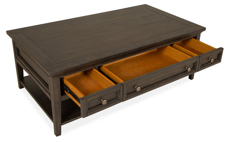 Hanson 50” Traditional Pine Coffee Table with Storage and Casters - Graphite