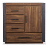 Scott Living Dante Bedroom 4-Drawer Chest with Storage Cabinet, 46"W x 45"H - Brown | Scott Living Commode verticale Dante de 46 po (L) x 45 po (H) à 4 tiroirs avec armoire de rangement pour la chambre à coucher - brune
