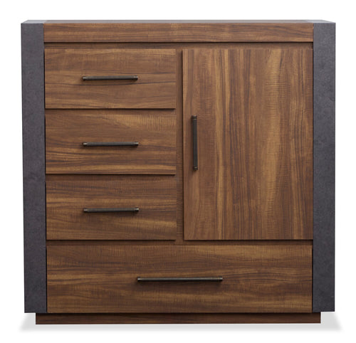 Scott Living Dante Bedroom 4-Drawer Chest with Storage Cabinet, 46"W x 45"H - Brown 