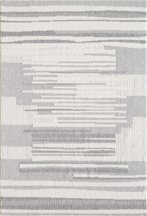 Rhodes Checkered Grey Area Rug - 6'7\" x 9'6\"