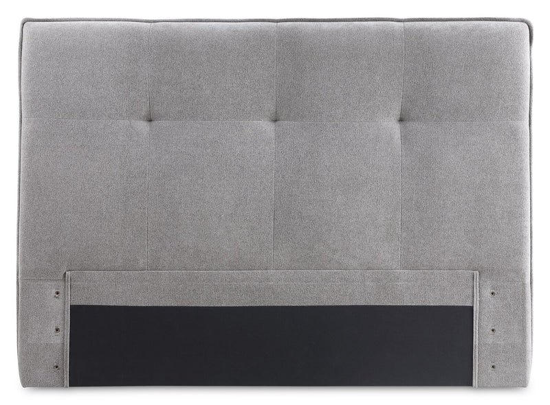 Amos Upholstered Storage Bed in Grey Fabric with Tufted Headboard & 3 Built-in Drawers - Full Size