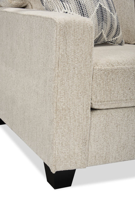 Made in Canada Lennox 57\" Chenille Fabric Loveseat with Reversible Cushions and Accent Pillows - Taupe