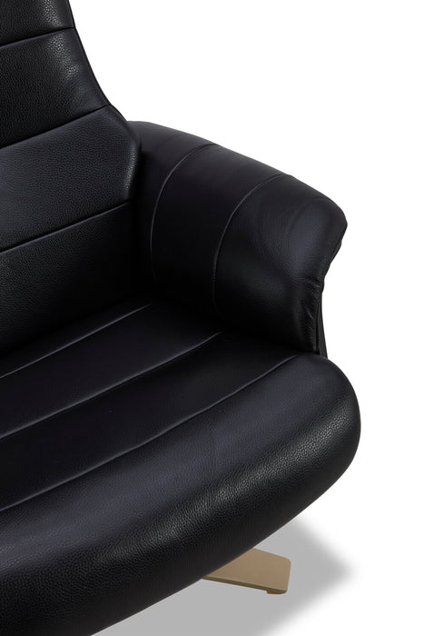 Halo Top-Grain Genuine Leather Swivel Reclining Chair with Footrest 