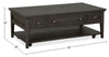 Hanson 50” Traditional Pine Coffee Table with Storage and Casters - Graphite | Table à café traditionnelle Hanson de 50 po en pin - graphite
