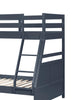 Quinn Bunk Bed with Ladder & Guard Rail for Kids, Blue - Twin/Full | Lits superposés Quinn pour enfants avec échelle et garde-corps, bleus - simple et double