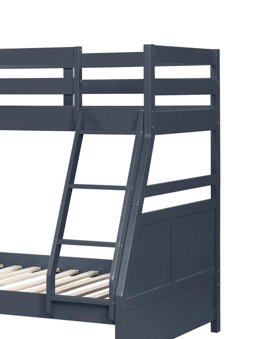 Quinn Bunk Bed with Ladder & Guard Rail for Kids, Blue - Twin/Full