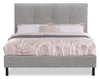Amos Grey Upholstered Platform Bed with Tufted Headboard - Queen | Lit plateforme rembourré Amos gris avec tête de lit capitonnée - format grand lit