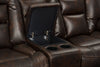 Leo 6-Piece Genuine Leather Reclining Sectional with Storage Console and Dual Cupholders - Walnut Brown | Sofa sectionnel inclinable Leo 6 pièces en cuir véritable avec console de rangement et 2 porte-gobelets - brun noyer