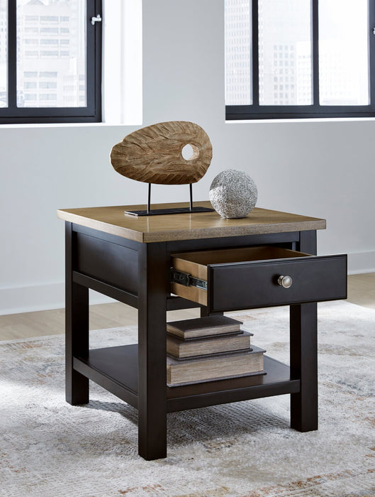 Wells 24\" Solid Wood End Table with Storage and Shelf - Two Tone Brown