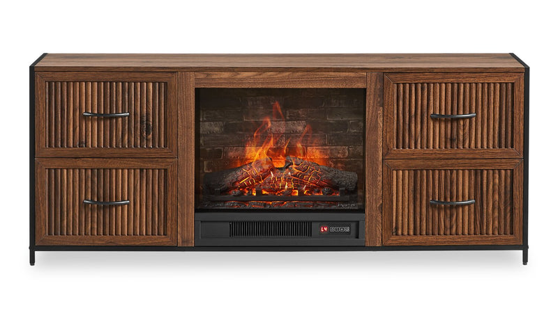  Harvin 54\" Electric Fireplace TV Stand with Storage for TVs up to 60\" – Brown Oak 