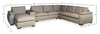 Raya Modular 5-Piece Left-Facing Genuine Leather Sectional with Storage Console and Wood Legs - Stone Beige | Sofa sectionnel modulaire de gauche Raya 5 pièces en cuir véritable avec console de rangement et pattes en bois - beige pierre