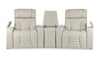 Zen 3-Piece Leather-Look Fabric Home Theatre Power Reclining Sectional with Massage and Storage Console - Apricot | Sofa sectionnel à inclinaison électrique Zen 3 pièces de style cinéma maison en similicuir avec massage et console de rangement - abricot