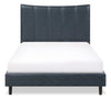 Paseo Platform Bed in Navy Vegan-Leather Fabric - Full Size | Lit plateforme rembourré Paseo en tissu de cuir végétalien bleu marine - format lit double