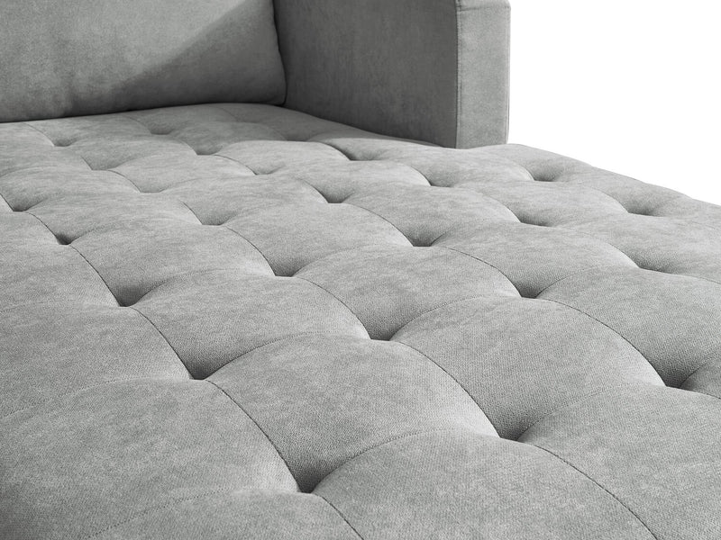Metro 2-Piece Right-Facing Fabric Sectional with Chaise and Tufted Seat Cushions - Grey