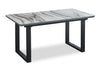 Ezra Dining Table, 63-79"W Self-Storing Butterfly Leaf, Metal, Glass, Faux Marble - White | Table de salle à manger Ezra de 63 po à 79 po (L) avec rallonge papillon se rangeant, en métal, en verre et en imitation de marbre - blanche