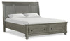 Chelsea Platform Storage Bed with Headboard & Frame, Grey - King Size | Lit plateforme de rangement Chelsea gris avec tête de lit et cadre de lit - format très grand lit