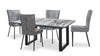 Ezra Dining Table, 63-79"W Self-Storing Butterfly Leaf, Metal, Glass, Faux Marble - White | Table de salle à manger Ezra de 63 po à 79 po (L) avec rallonge papillon se rangeant, en métal, en verre et en imitation de marbre - blanche