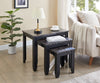 Roma  25" 3-Piece Nesting Tables with Shelf - Black Marble Look | 3 tables gigognes Roma de 25 po avec tablette - imitation de marbre noire