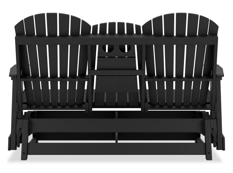 Lake Outdoor Patio Glider Loveseat - High Density Plastic, Weather Resistant – Black