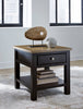 Wells 24" Solid Wood End Table with Storage and Shelf - Two Tone Brown | Table de bout Wells de 24 po en bois massif avec rangement et tablette - deux teintes de brun