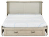 Parker Cabinet Bed with Memory Foam Mattress, Brushed Driftwood - Queen Size    | Armoire-lit Parker - Taupe