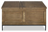 York 36” Rustic Solid Wood Lift Top Coffee Table with Storage - Brown | Table à café rustique York de 36 po en bois massif avec dessus relevable et rangement - brune