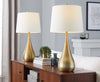 Cassie 29" Metal Table Lamp with White Linen Shade - Gold | Lampe de table Cassie de 29 po en métal avec abat-jour en lin blanc - dorée