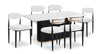 Kort & Co. Capri 7pc Dining Set with Table & 6 Chairs, Gold Accent, Pedestal Base, 72\"W - White