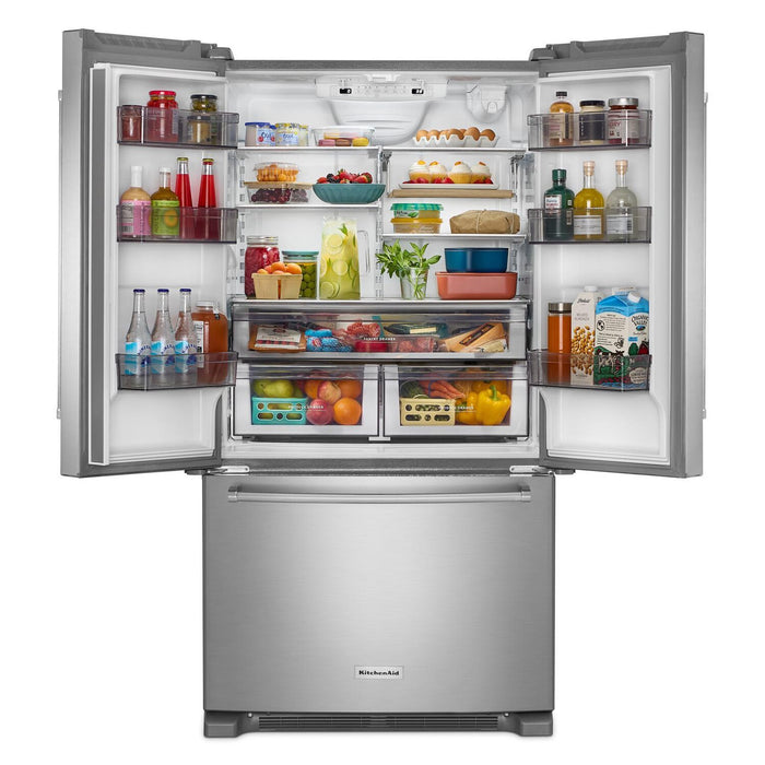 KitchenAid 36\" 20 Cu. Ft. Counter-Depth French-Door Refrigerator - Stainless Steel - KRFC136RPS